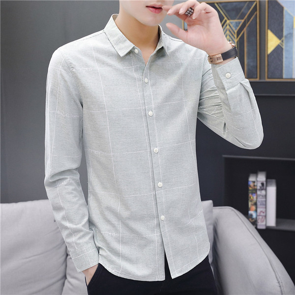 Új modell férfi ing hosszú ujjal és klasszikus gallérral