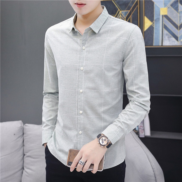 Új modell férfi ing hosszú ujjal és klasszikus gallérral