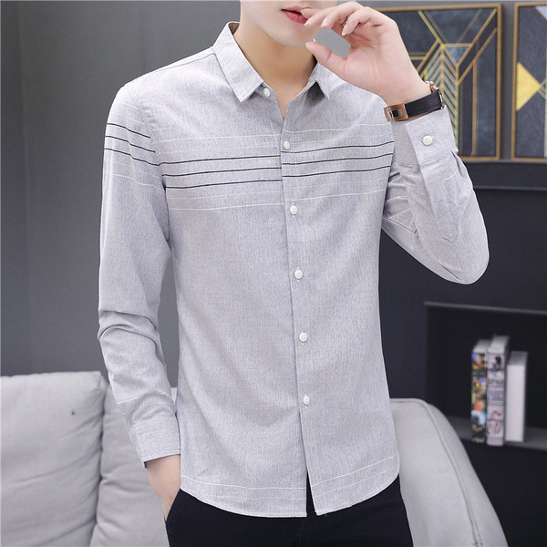 Aktuális férfi ing klasszikus gallérral és hosszú ujjal