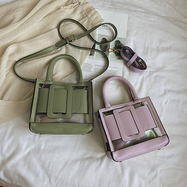 Geantă mică de damă elegantă, cu o parte transparentă