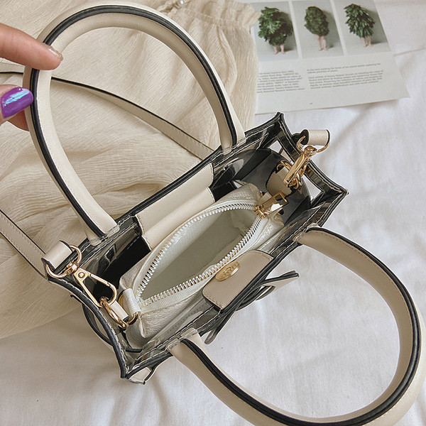 Geantă mică de damă elegantă, cu o parte transparentă