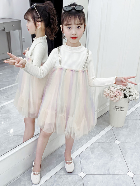 Modern gyerekruha, hosszú ujjú, színes tüll