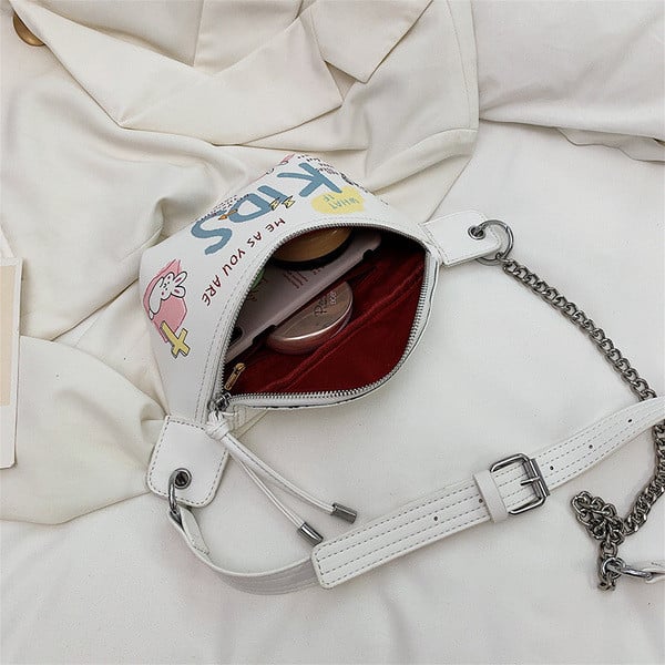 Női korszerű ökobőr táska feliratokkal