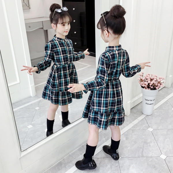 Alkalmi gyerek kockás ruha hosszú ujjal