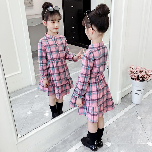 Alkalmi gyerek kockás ruha hosszú ujjal