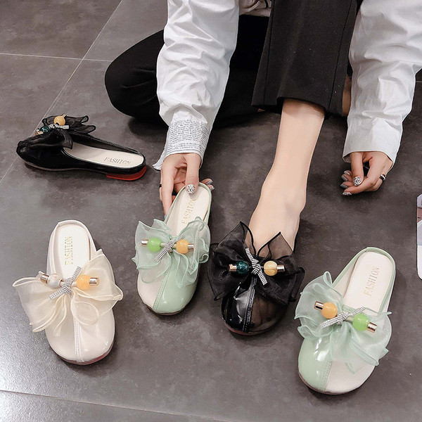 Női papucs tüll szalaggal