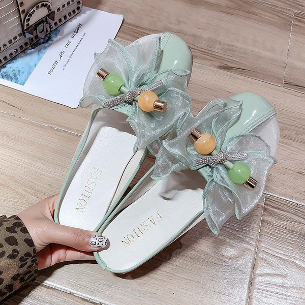 Női papucs tüll szalaggal