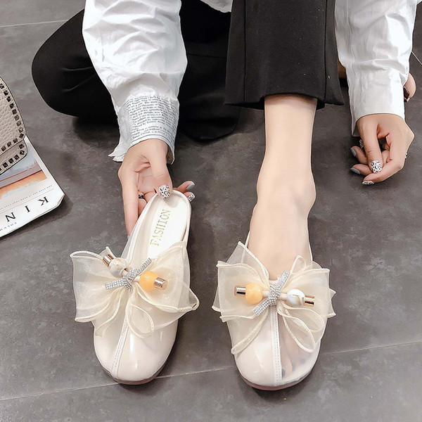 Női papucs tüll szalaggal