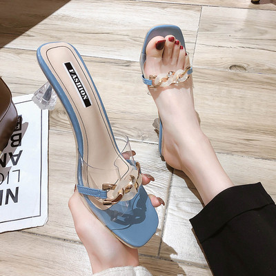 Modern női papucs átlátszó sarokkal