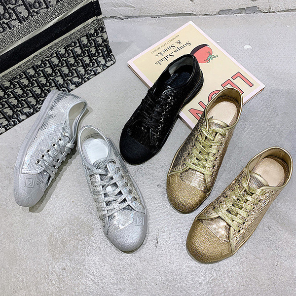 Női alkalmi tornacipő flitterekkel és lapos talppal