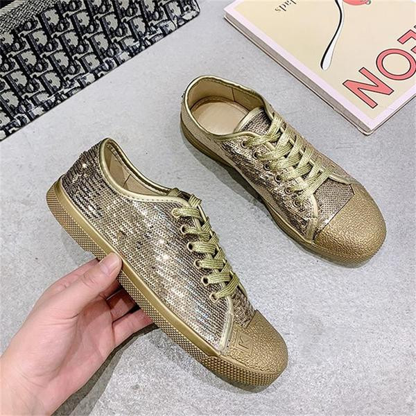 Női alkalmi tornacipő flitterekkel és lapos talppal