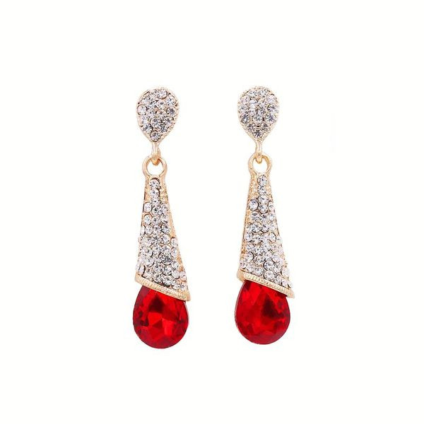 Elegáns női arany fülbevaló színes kővel