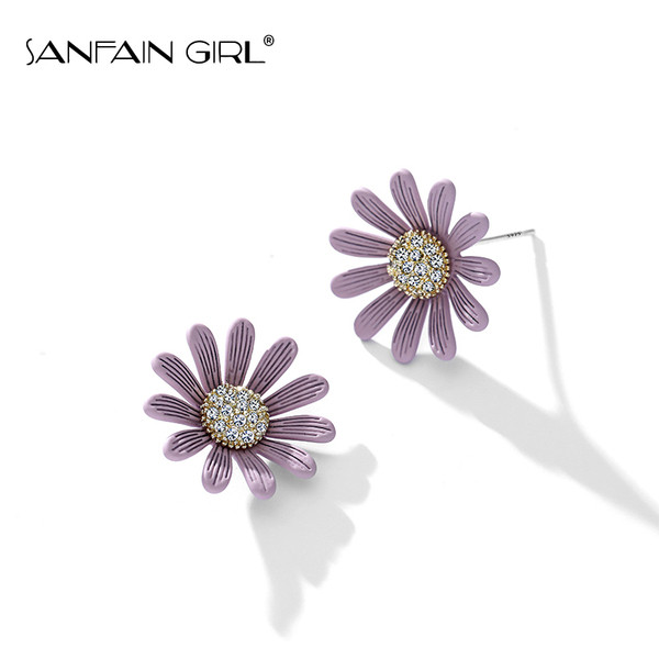 Lila női fülbevaló virág formájú