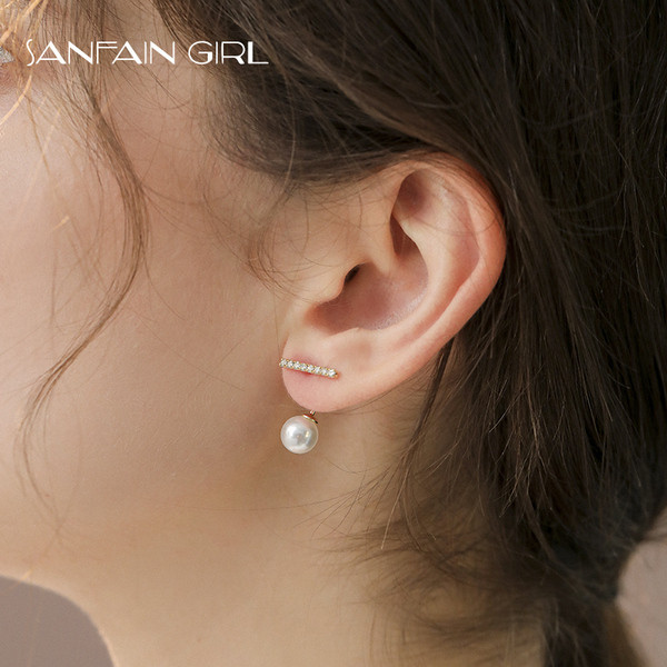 Arany női fülbevaló függő gyöngyökkel