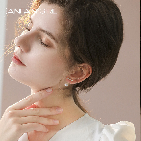 Arany női fülbevaló függő gyöngyökkel