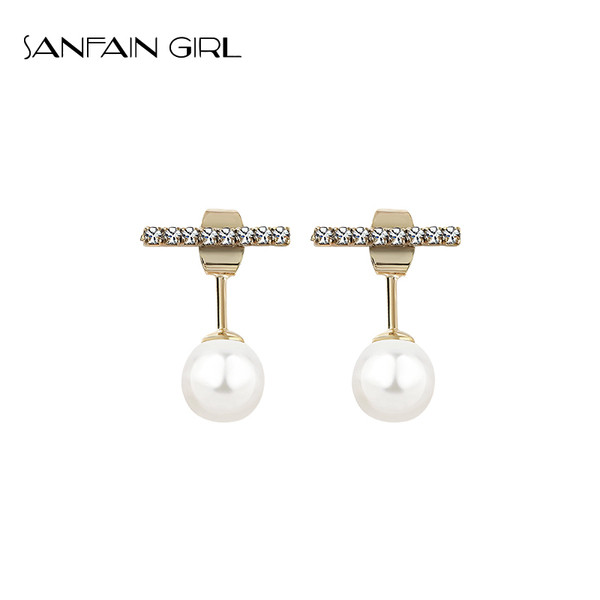 Arany női fülbevaló függő gyöngyökkel