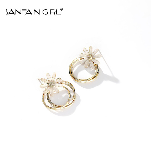 Modern női fülbevaló virág és gyűrű formájú