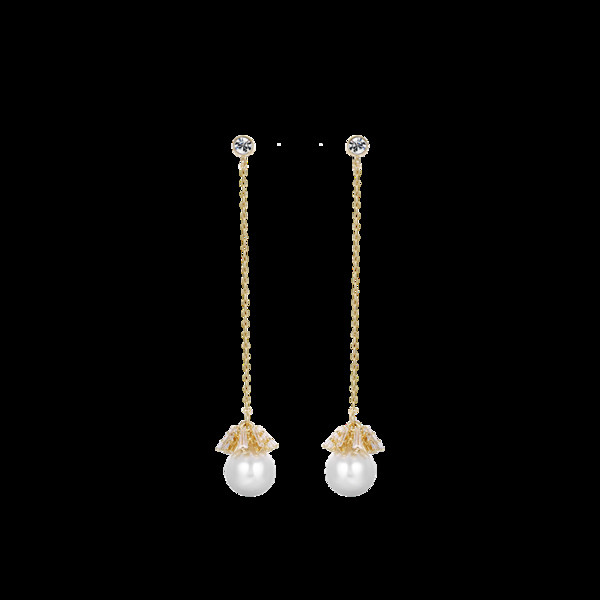 Elegáns női lógó fülbevaló hosszú lánccal és gyöngyházzal