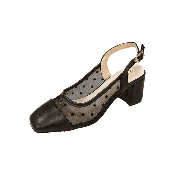 Võrgusilma ja kandilise kontsaga naiste sandaalid