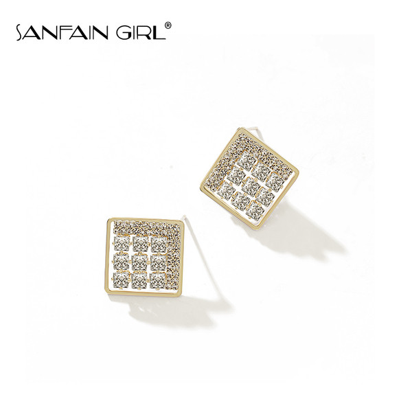 Modern női fülbevaló kövekkel díszített gyémánt formájú