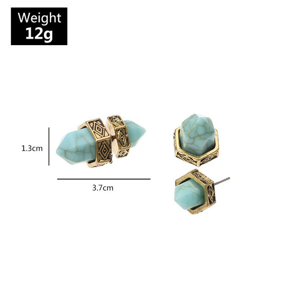 Retro női fülbevaló kék színben