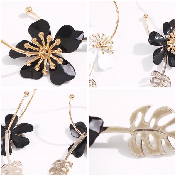 Rippuvad naiste lille ja lehega kõrvarõngad