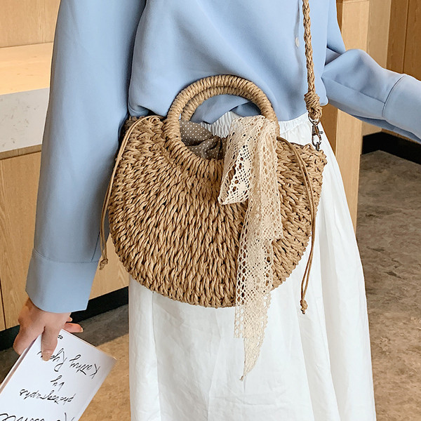 Női aktuális kötött táska rövid és hosszú füllel
