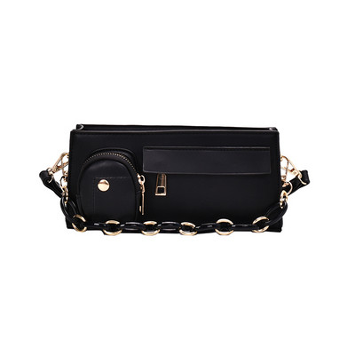 Eko bőrből készült stílusos női táska cipzárral és fém elemekkel