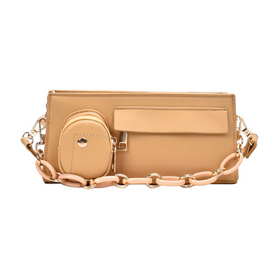 Eko bőrből készült stílusos női táska cipzárral és fém elemekkel