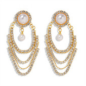 Eleganti karājoši sieviešu auskari ar akmeņiem un pērlēm