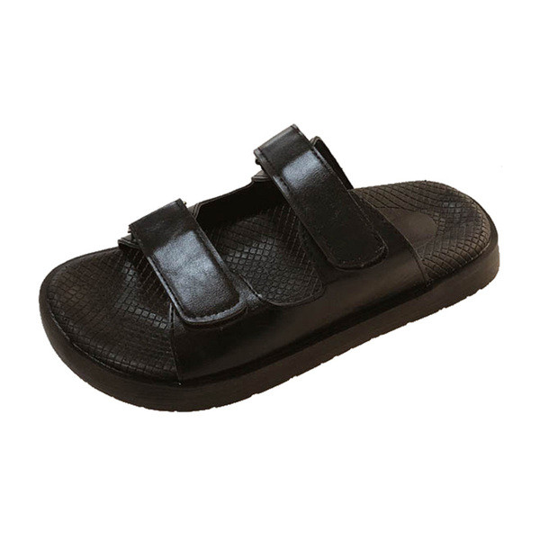 Női alkalmi papucs tépőzárral és lapos talppal