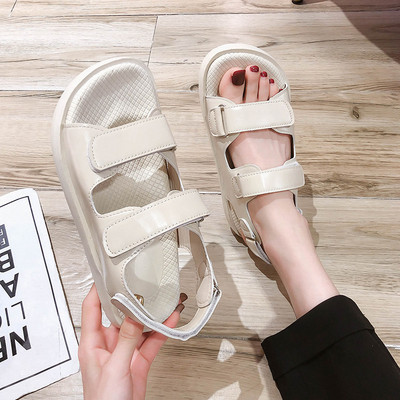 Γυναικεία έκο δερμάτινα σανδάλια casual με velcro