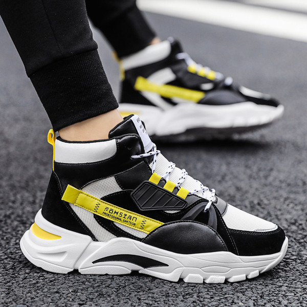 Krāsainas vīriešu kedas no eko ādas ar raupju zoli un šņorēm