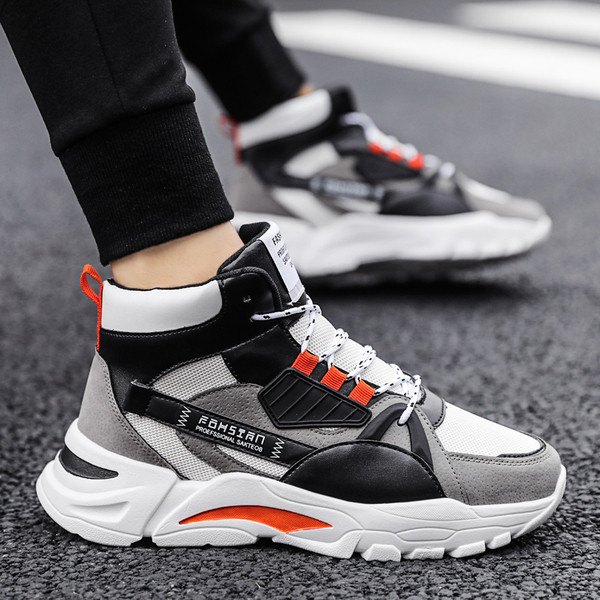 Krāsainas vīriešu kedas no eko ādas ar raupju zoli un šņorēm