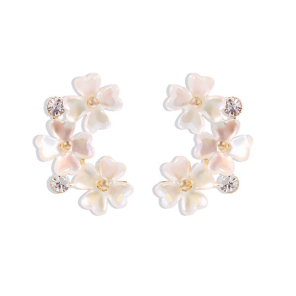 Ikdienas sieviešu auskari ziedu formā ar akmeņiem