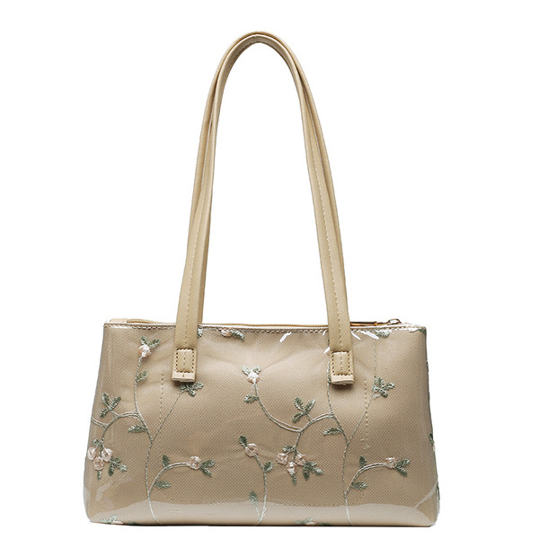 Modern női válltáska virágos hímzéssel