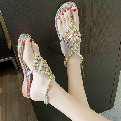 Sieviešu modernas sandales ar pērlēm