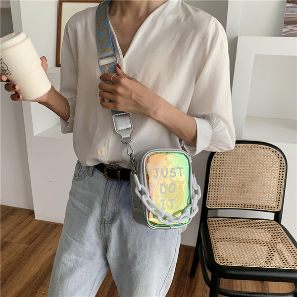 Moderna sieviešu soma ar garu rokturi un silikona priekšpusi