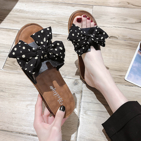 Modern női papucs szövet szalaggal