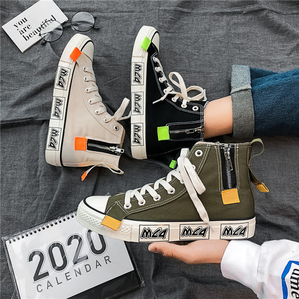 Alkalmi férfi tornacipő cipzárral és fűzővel