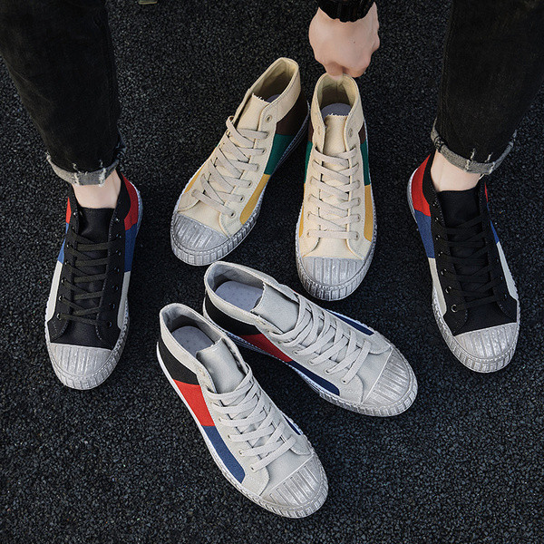 Férfi textil tornacipő fűzős, lapos talppal