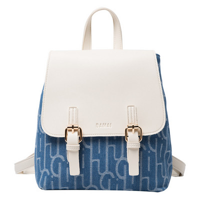 Sieviešu moderna eko-ādas mugursoma ar metāla elementiem