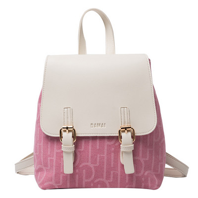 Sieviešu moderna eko-ādas mugursoma ar metāla elementiem