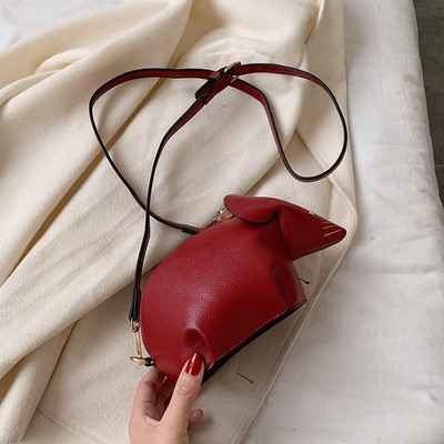 Női bőrtáska, hosszú füllel, egér formájú