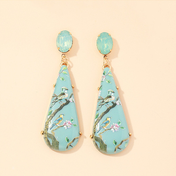 Akrüülist naiste mustriga kõrvarõngad - linnukesed