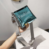 Jauna modeļa sieviešu soma ar spīdīgu efektu un uzrakstu