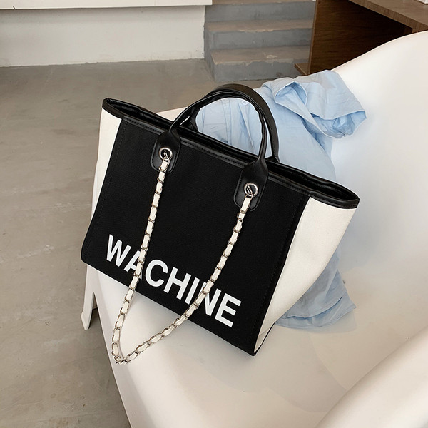 Geanta de dama zilnica cu inscriptie si manere scurte