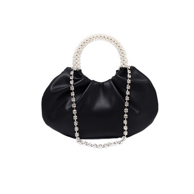 Stiilne naiste väike kott lühikese sanga ja dekoratiivpärlitega