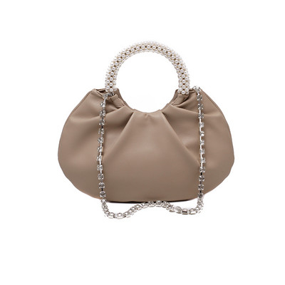 Stiilne naiste väike kott lühikese sanga ja dekoratiivpärlitega