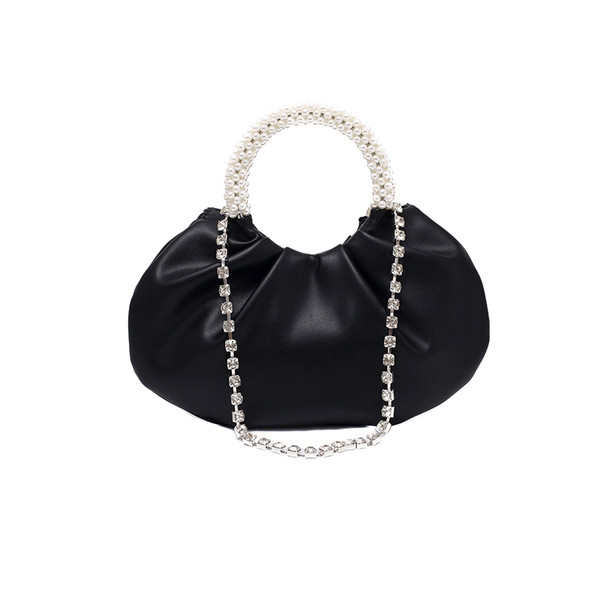 Stiilne naiste väike kott lühikese sanga ja dekoratiivpärlitega